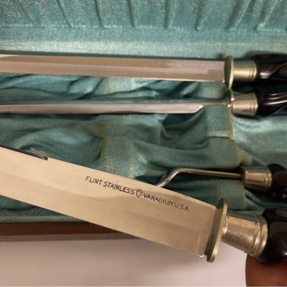 Vintage Flint Hollow Ground Cutlery Carving knives and fork 4pcs set - Picture 4 of 6